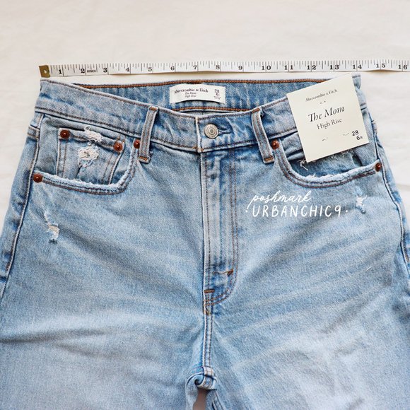 ABERCROMBIE High Rise Mom Jean Light Ripped 28 - Picture 8 of 15